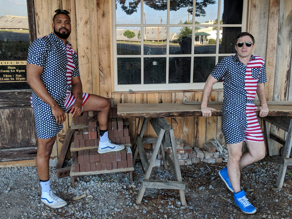 AMERICAN FLAG MEN S ROMPER BY CHARLIE ROMPER